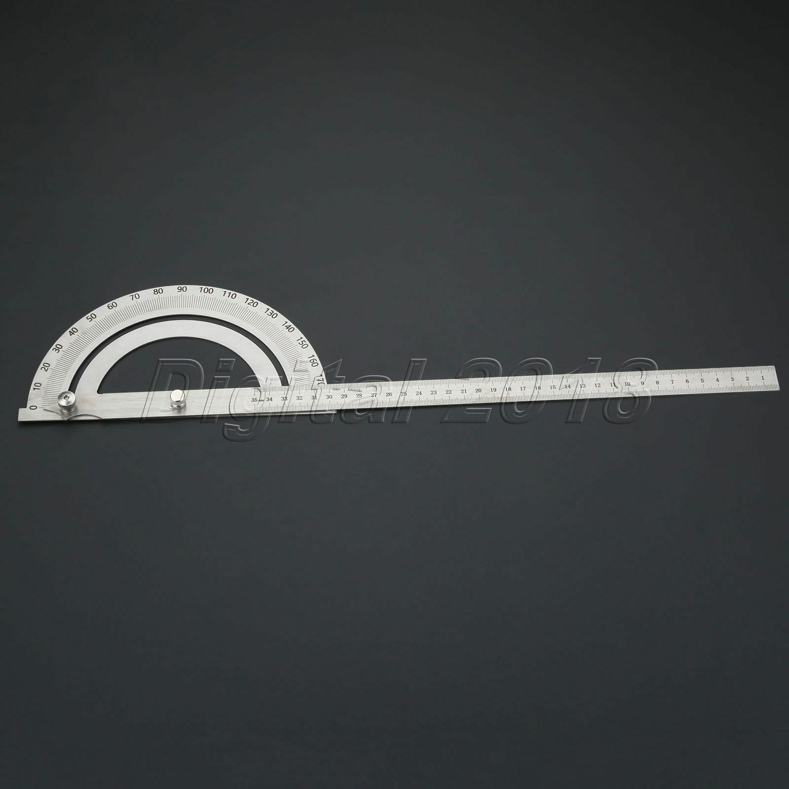 Stainless Steel Protractor 180 degree Rotary Round Head Hollow Angle Ruler 350mm