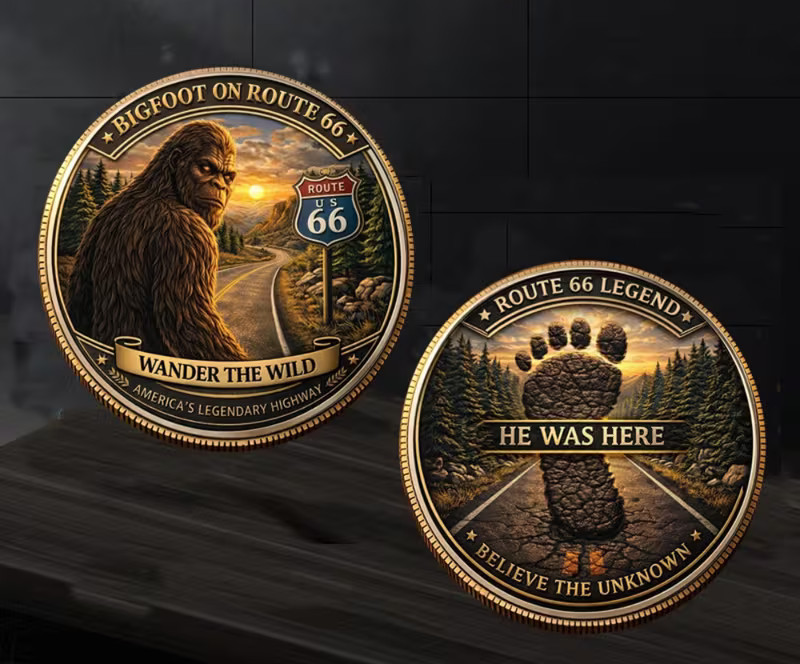 Route 66 Challenge Coin U.S. Roads 100 Anniversary Big Foot Collectable 1-pc e