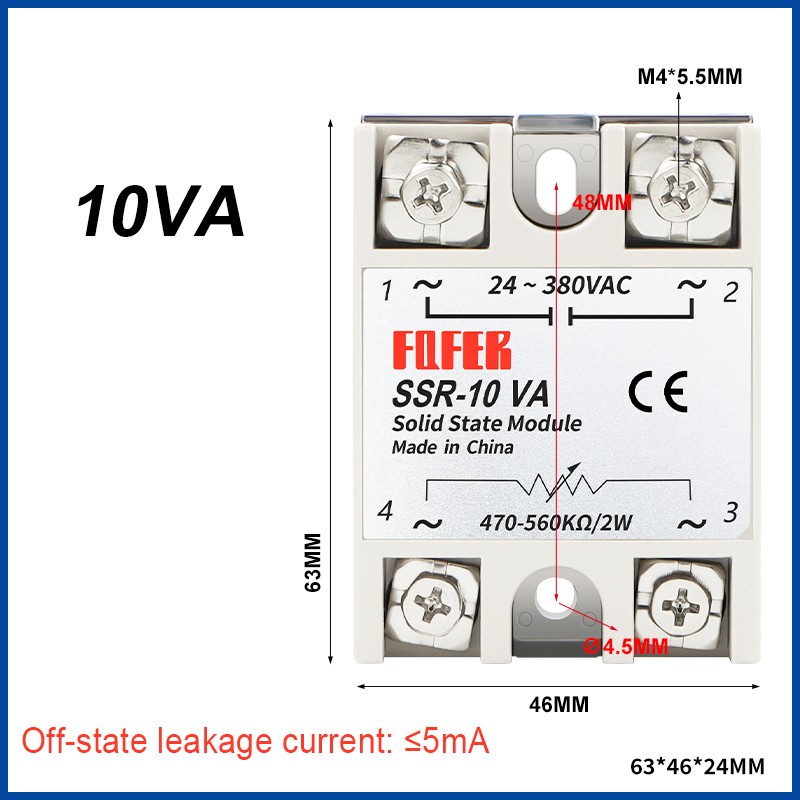 Single Phase Solid State Relay Module Relays SSR-10VA 25VA 40VA 60VA 80VA 100VA