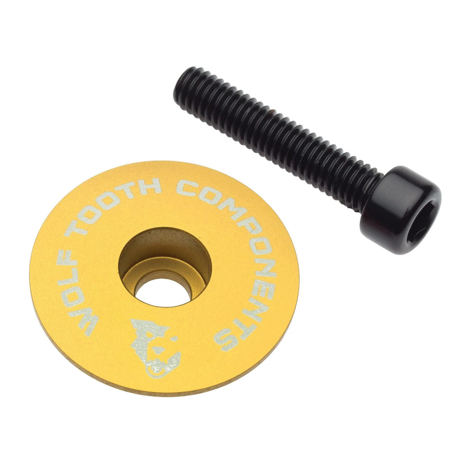 Wolf Tooth Ultralight Stem Cap and Bolt Aluminum Gold
