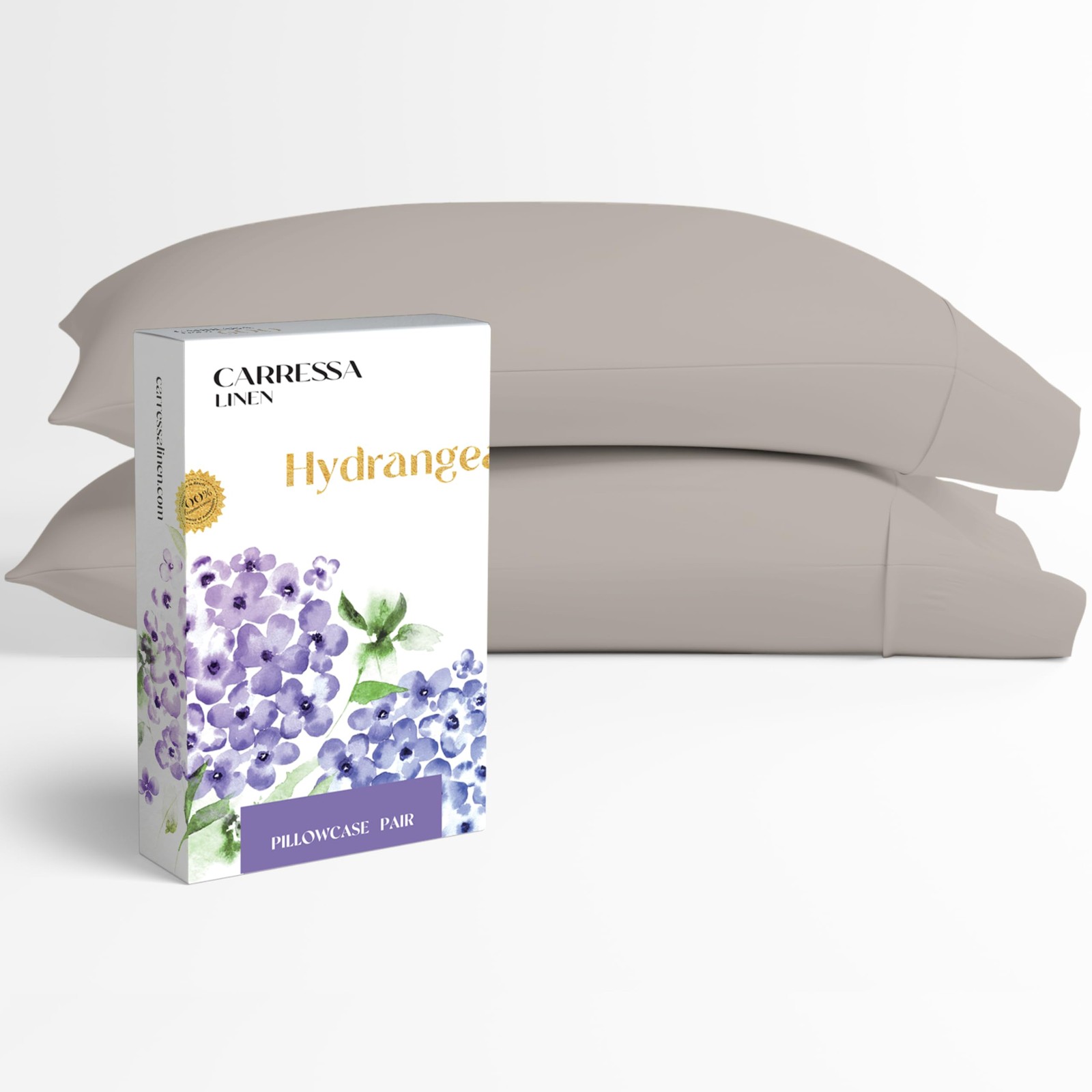 100% Egyptian Cotton King Size Pillow Cases Set of 2 - Luxury 600 Series Hydr...
