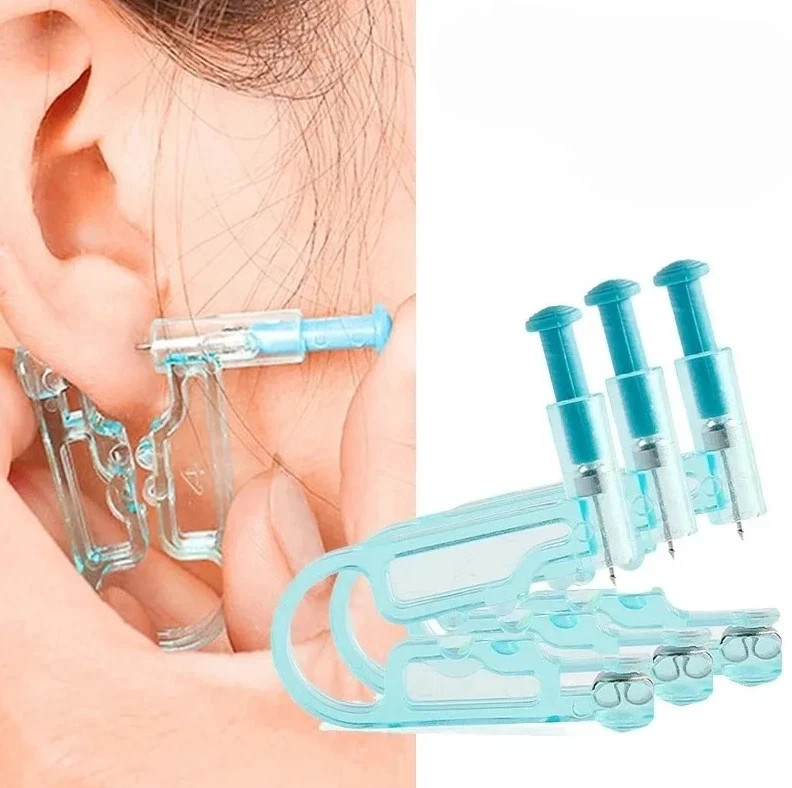 5pcs Disposable Ear Piercing Gun Kit Sterile Safety Stud Nose Lip Tool - NEW