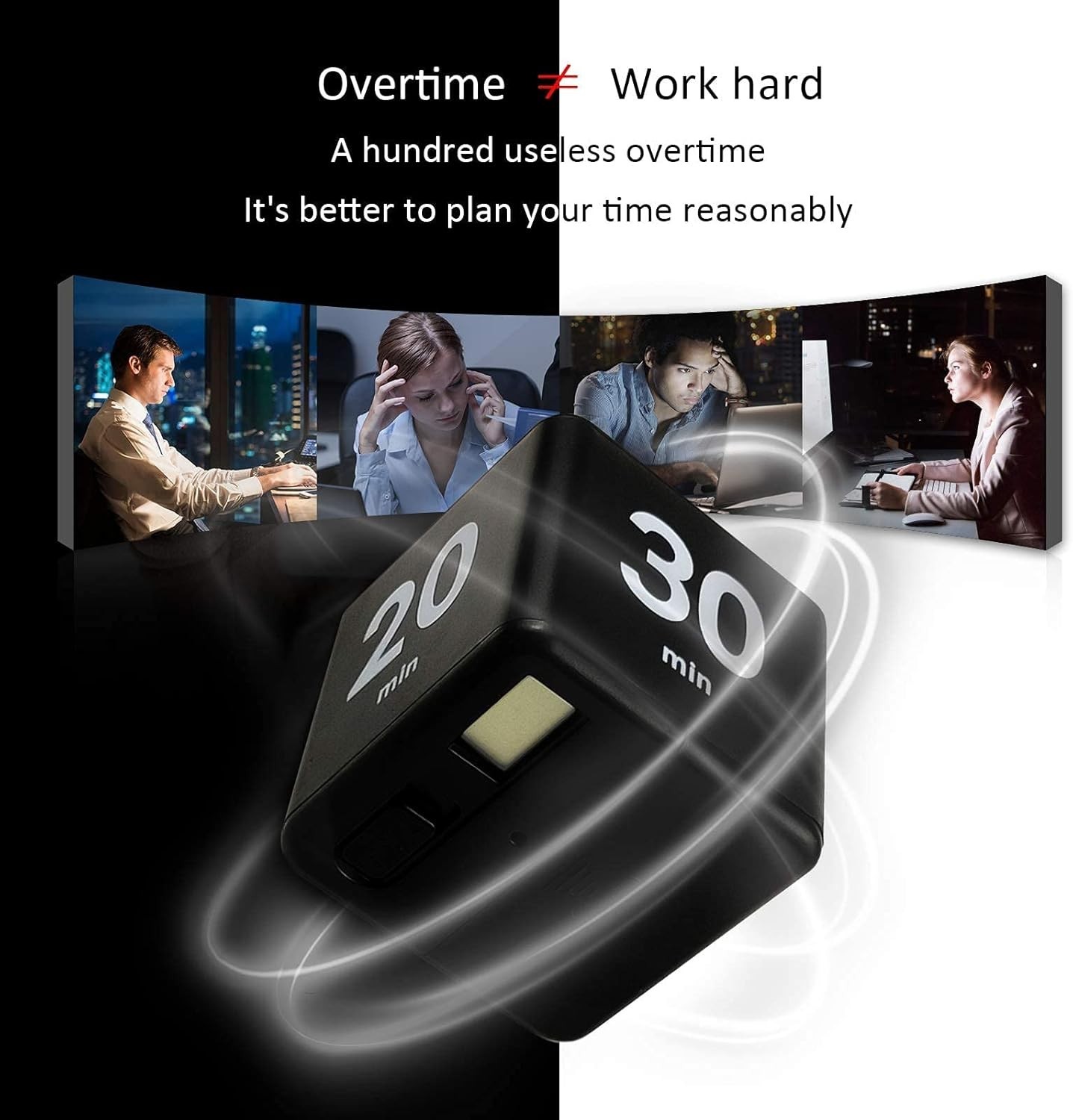 Versatile Black Cube Timer: 15-60 Minute Preset for Learning, Cooking & Games