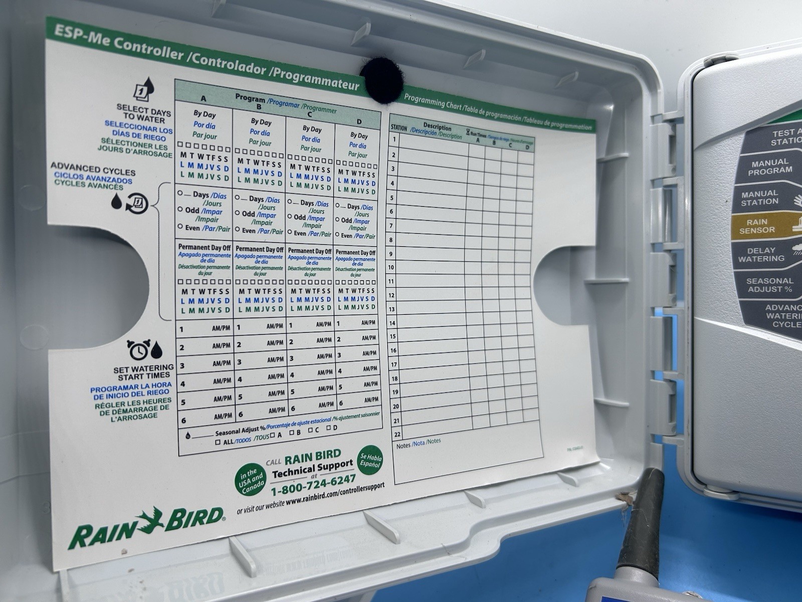 Rainbird ESP-ME Irrigation Controller W/ Power Supply 4-Zone Module & Rain Clik