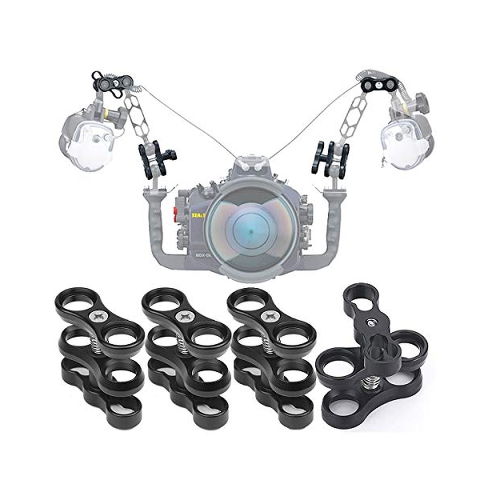 4 Pcs 1" Aluminum Ball Clamp Mount for Underwater Diving Light Arms Tray Syst...