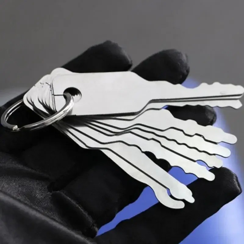 10Pcs Stainless Steel Master Key Skeleton Lock Shape Emergency Tool Replacement