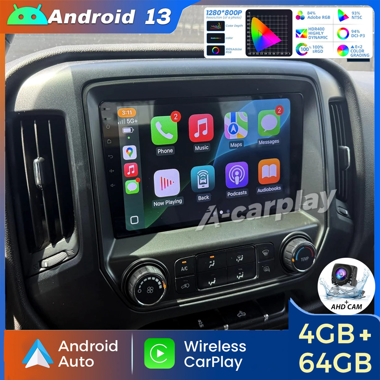 For 2014-2018 Chevrolet Silverado GMC Sierra Carplay Android 15 Car Stereo Radio