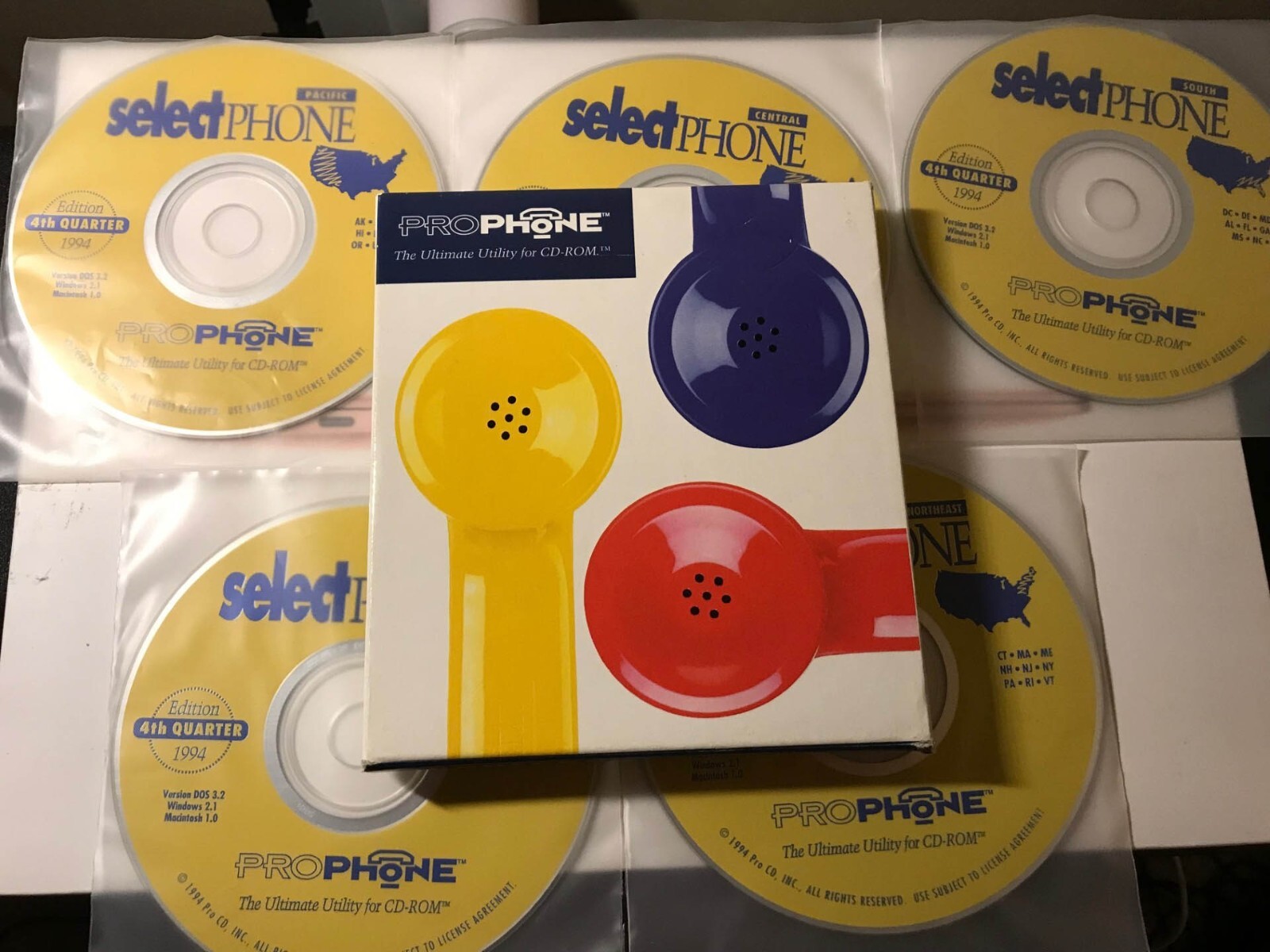 ProPhone phone book 4th Qtr 1994 Edition 5 CD-ROM set rare NICE