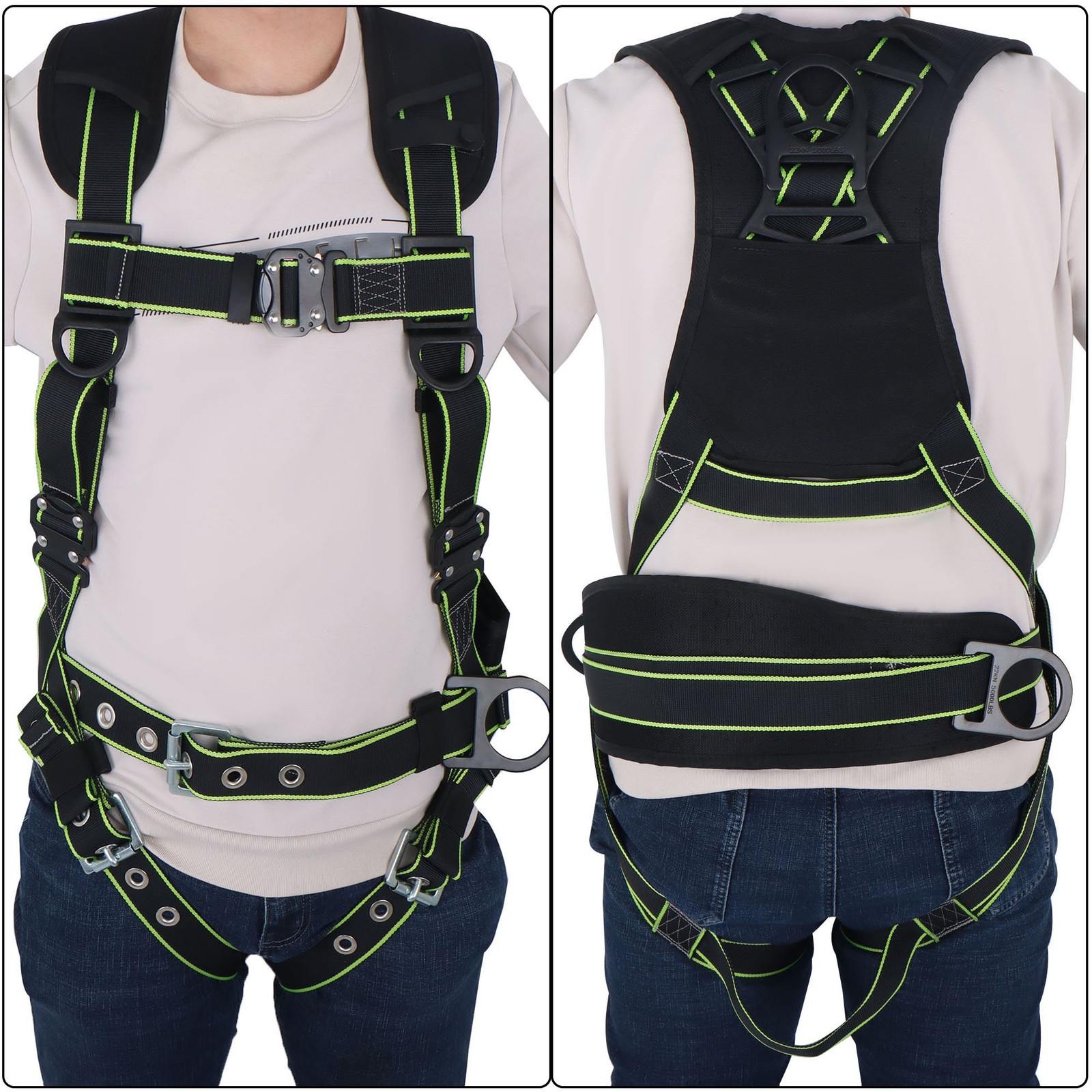 Full-Body Premium Safety Harness Fall Protection with D-Rings, Tongue Buckle