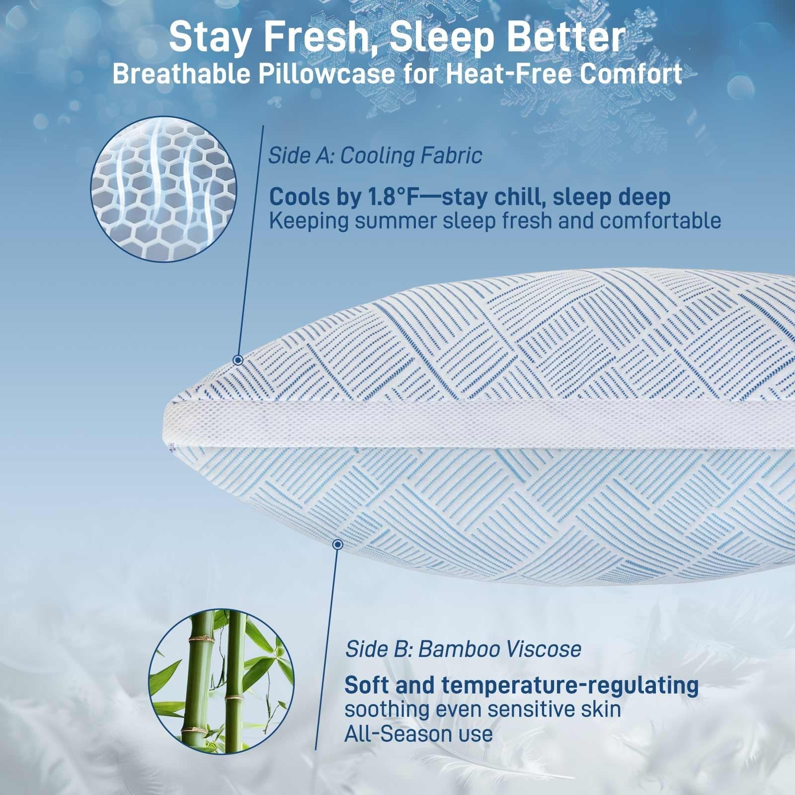 Alkyonos Shredded Memory Foam Cooling Soft Bamboo Viscose Pillow Queen Size, ...