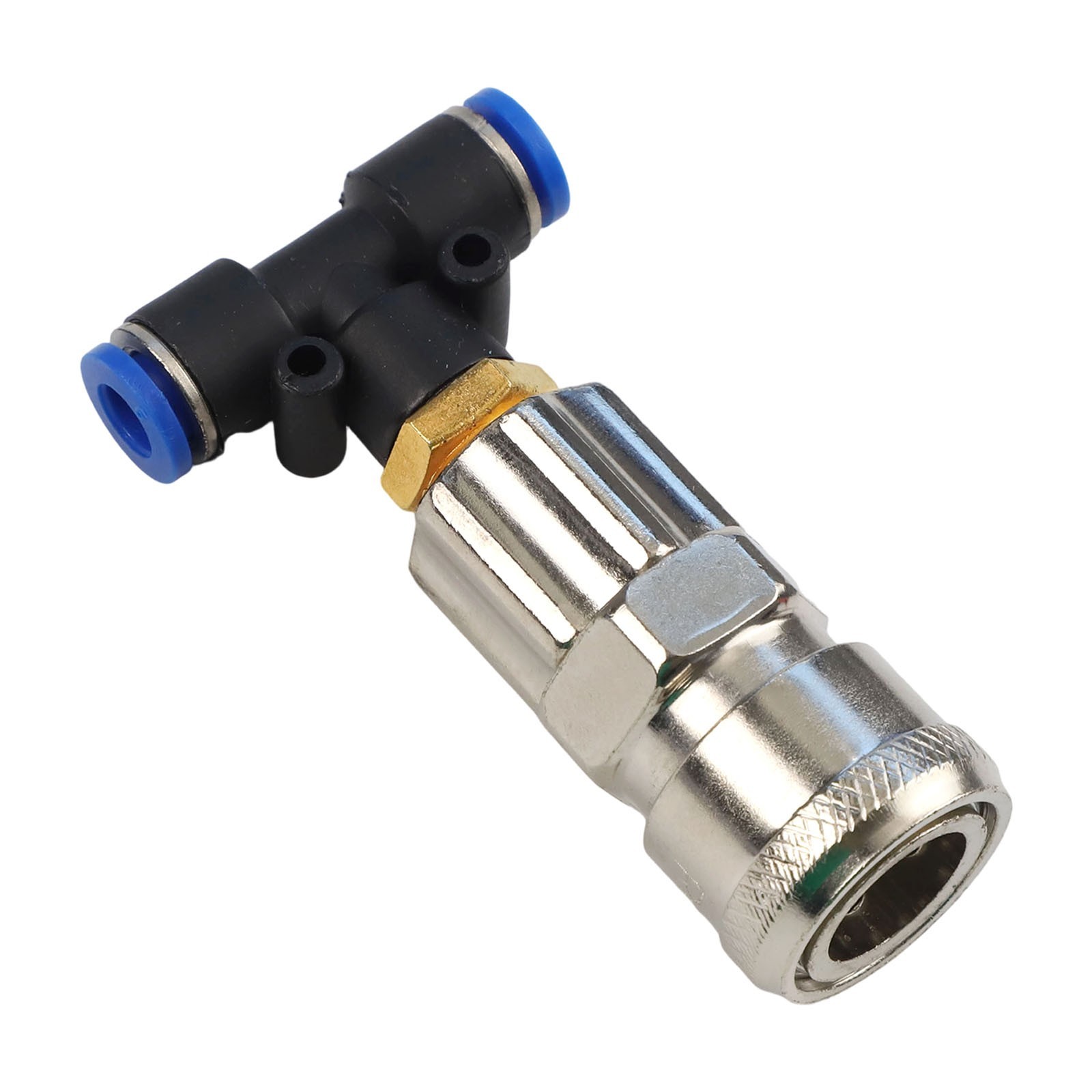 Three way Pneumatic Tank Connector Straight Through Joint Metal Material