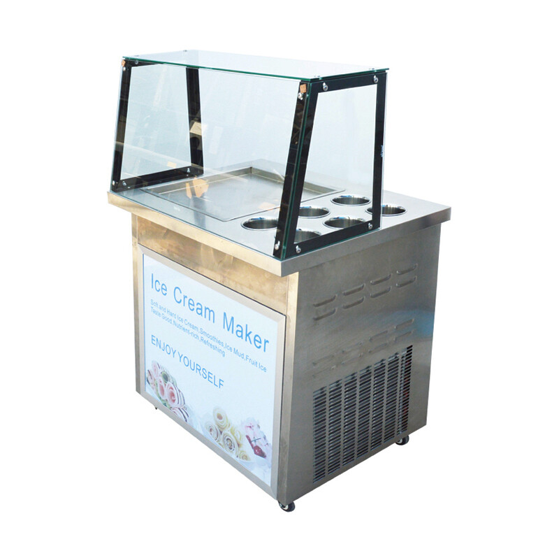 Commercial Rolled Ice Cream Machine, Ice Roll Machine Yogurt Cream Machine 110V