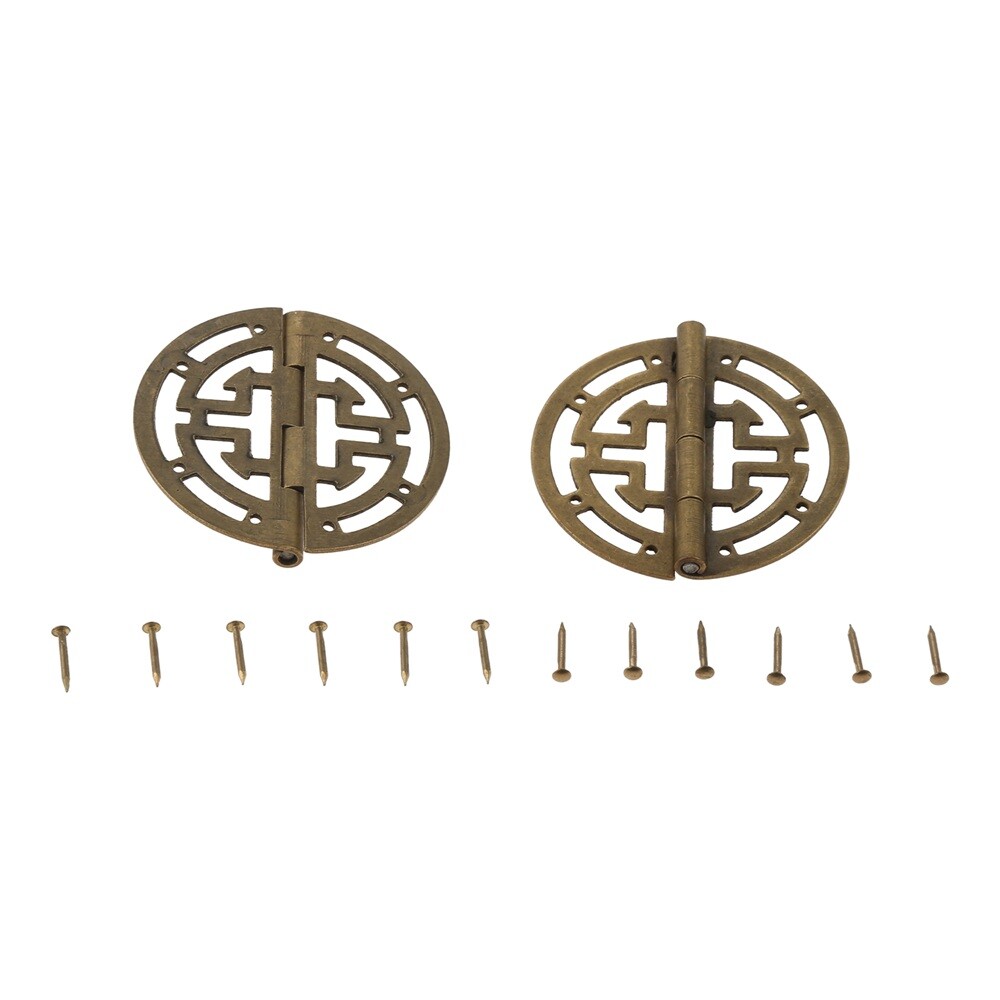 2pcs Round Hollow Hinges Brass Yellow Bronze 45mm/1.77inch for Home Office Shop