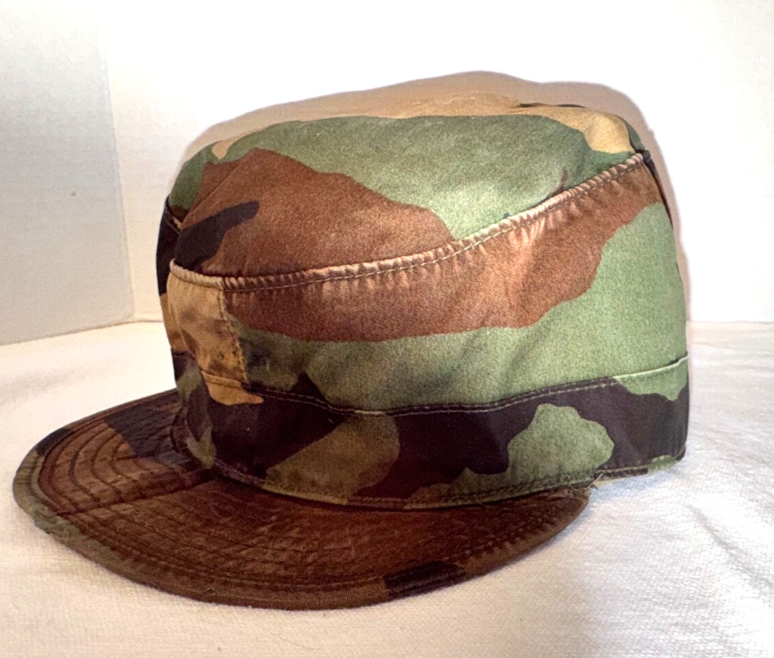 VTG Army Military Hat Cap Combat Woodland Camouflage Sz. 7 1/2 Collectible