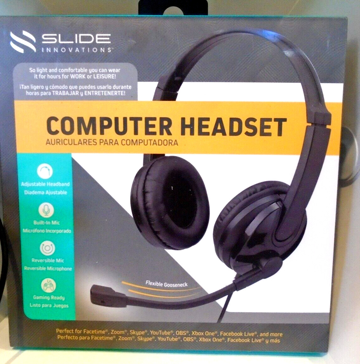 NEW Slide Computer Gaming Headset Microphone Comfort Air Cushions Audio Adapter