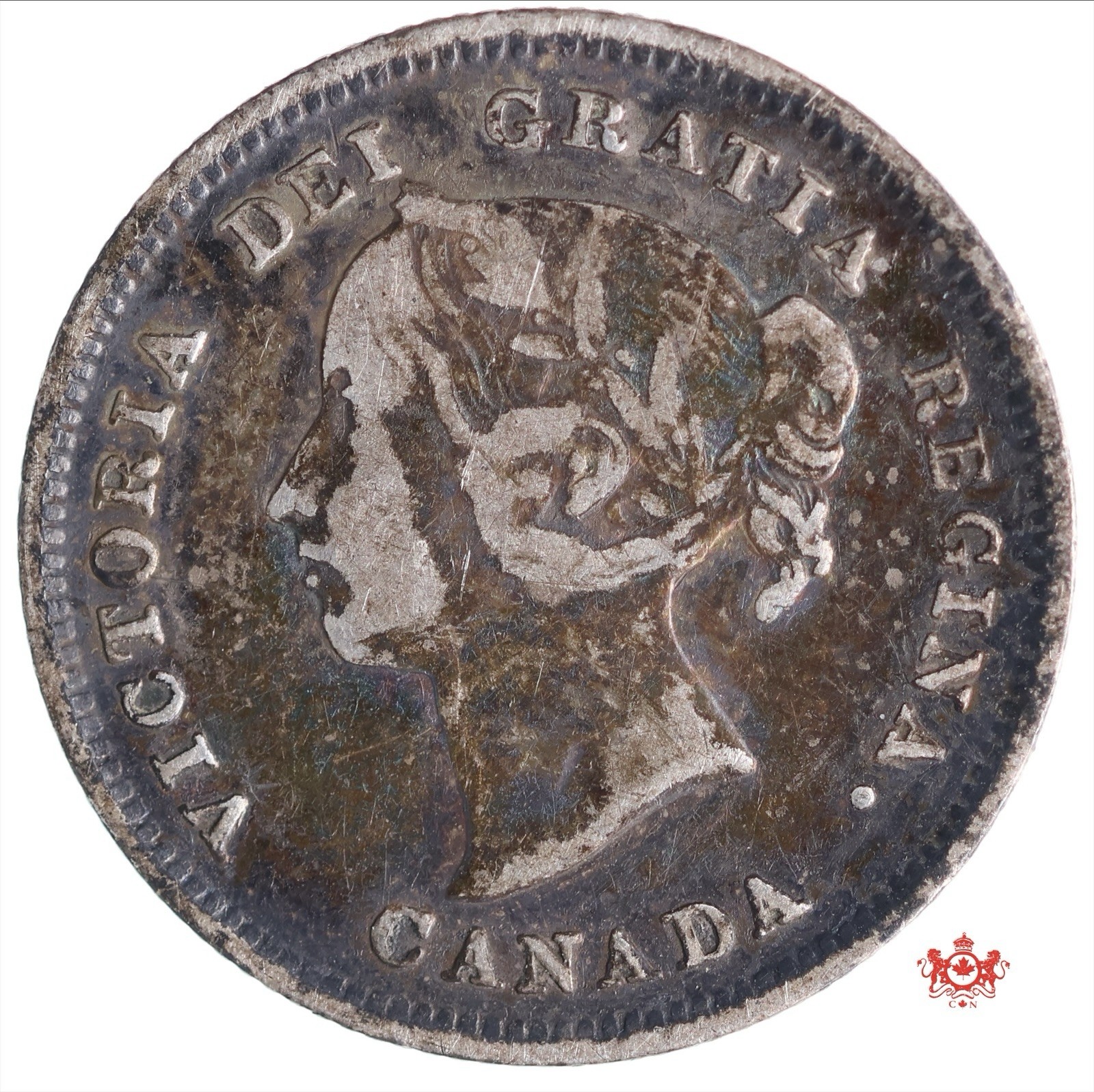 1885 Canada 5 Cents Large 5 - F/VF - Lot#13001