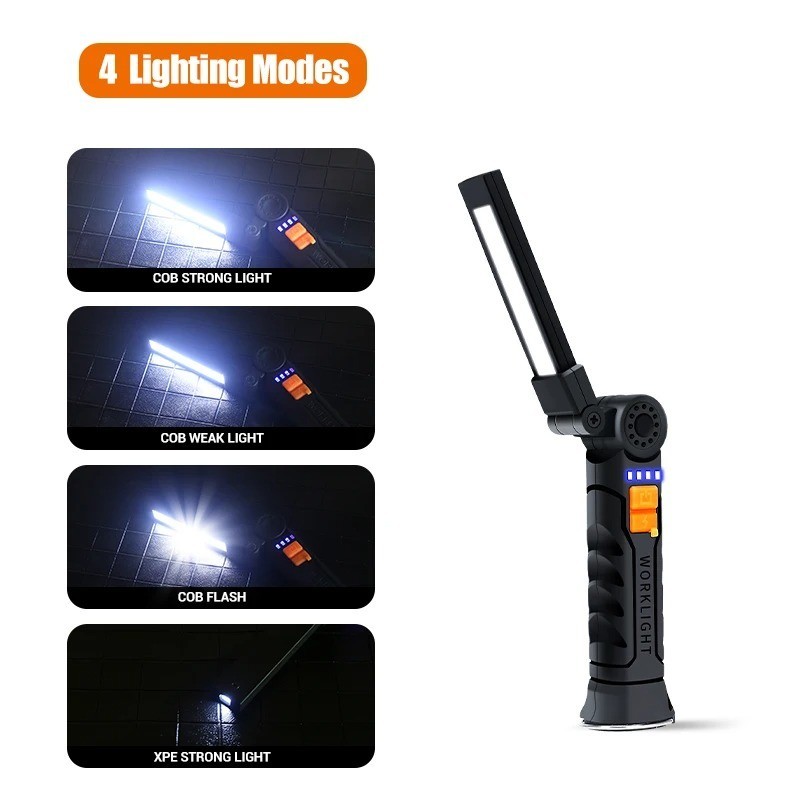Rechargeable LED COB Work Light Mechanic Flashlight Lamp Magnetic Base Bright