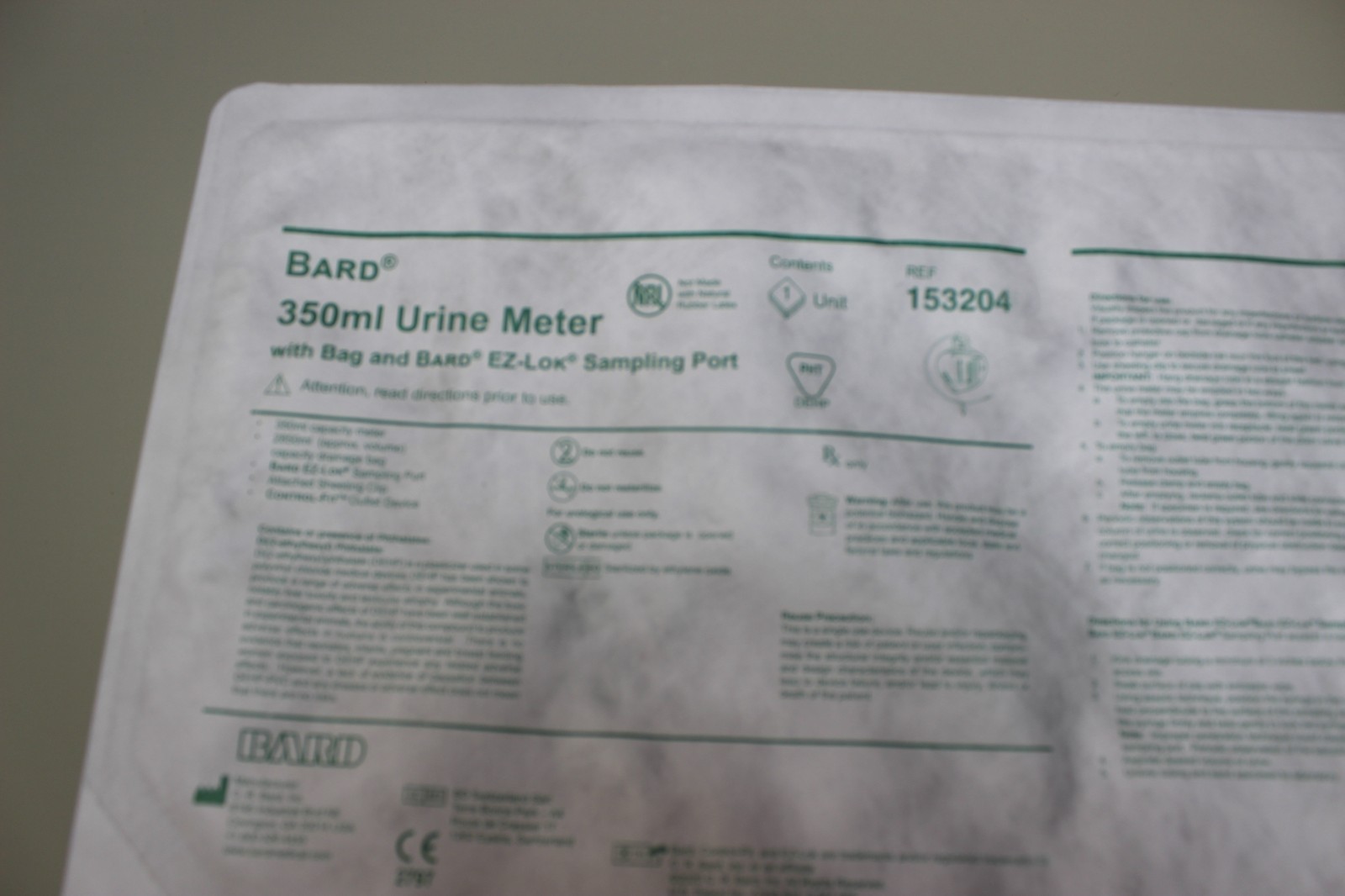 BARD 350ml Urine Meter EZ-Lok Sampling Port