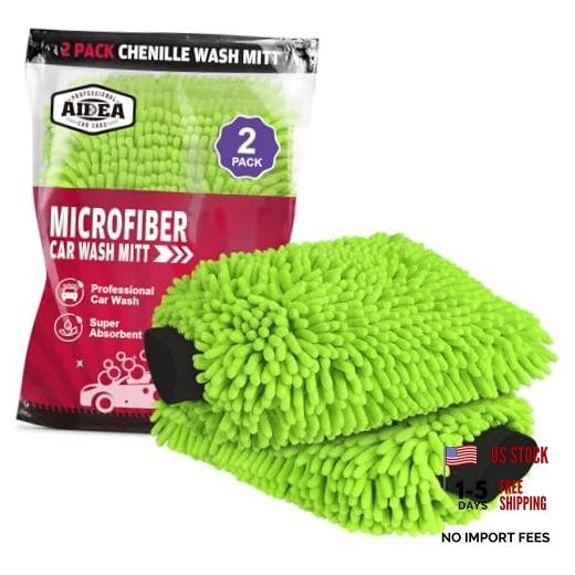 Car Wash Mitt Microfiber, 2PK Scratch Free Lint-Free, Premium Chenille