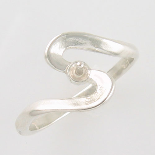 HALF-DRILLED PEARL SOLITAIRE RING .925 STERLING SILVER CR67SS HANDMADE