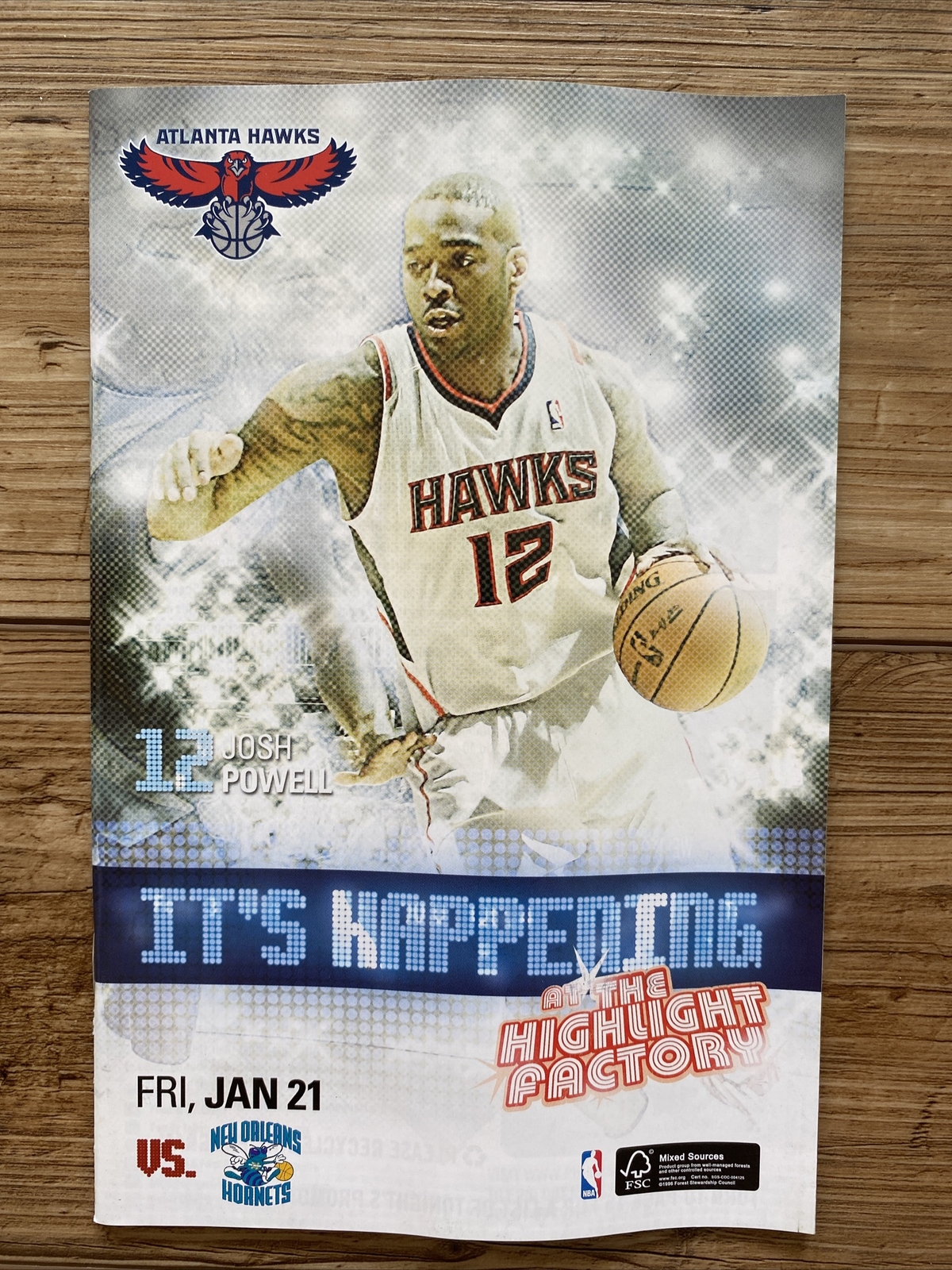 Atlanta Hawks vs New Orleans Hornets Basketball Program January 2011 Josh Powell