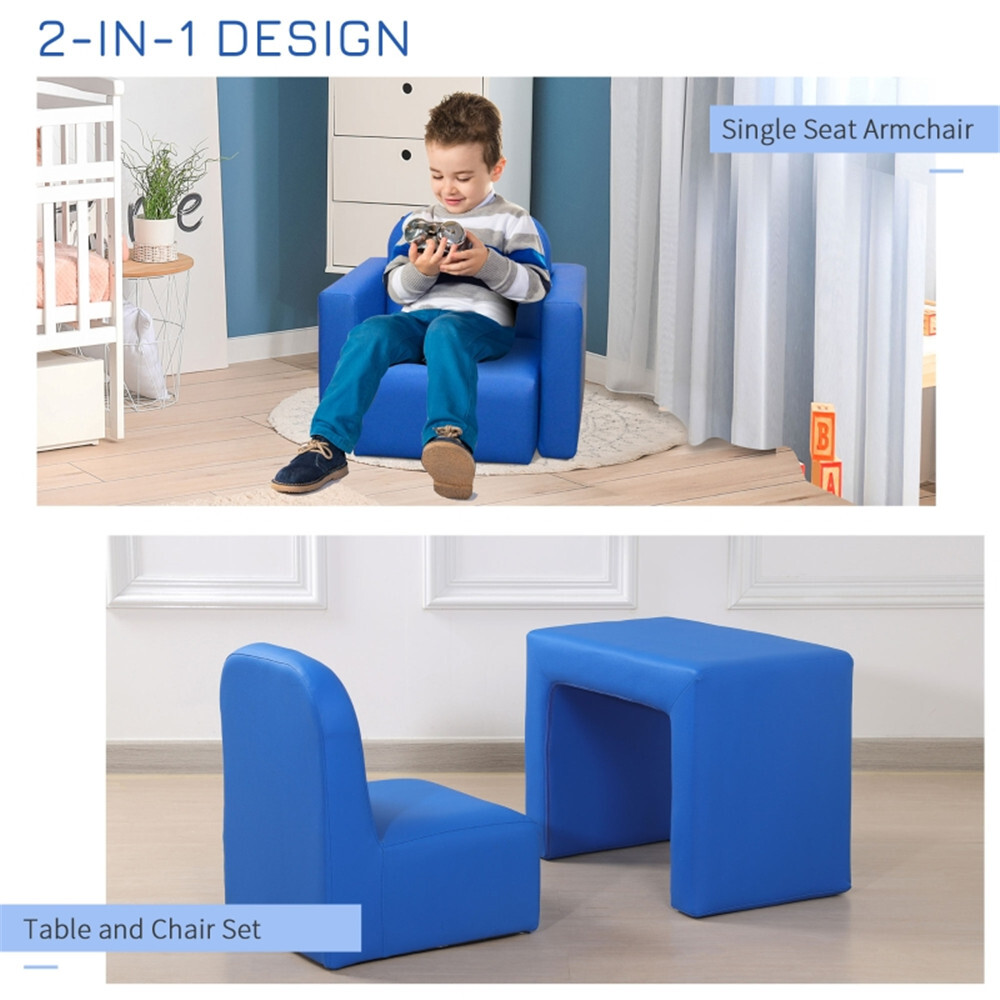 2-in-1 Multifunctional Kids Sofa Blue