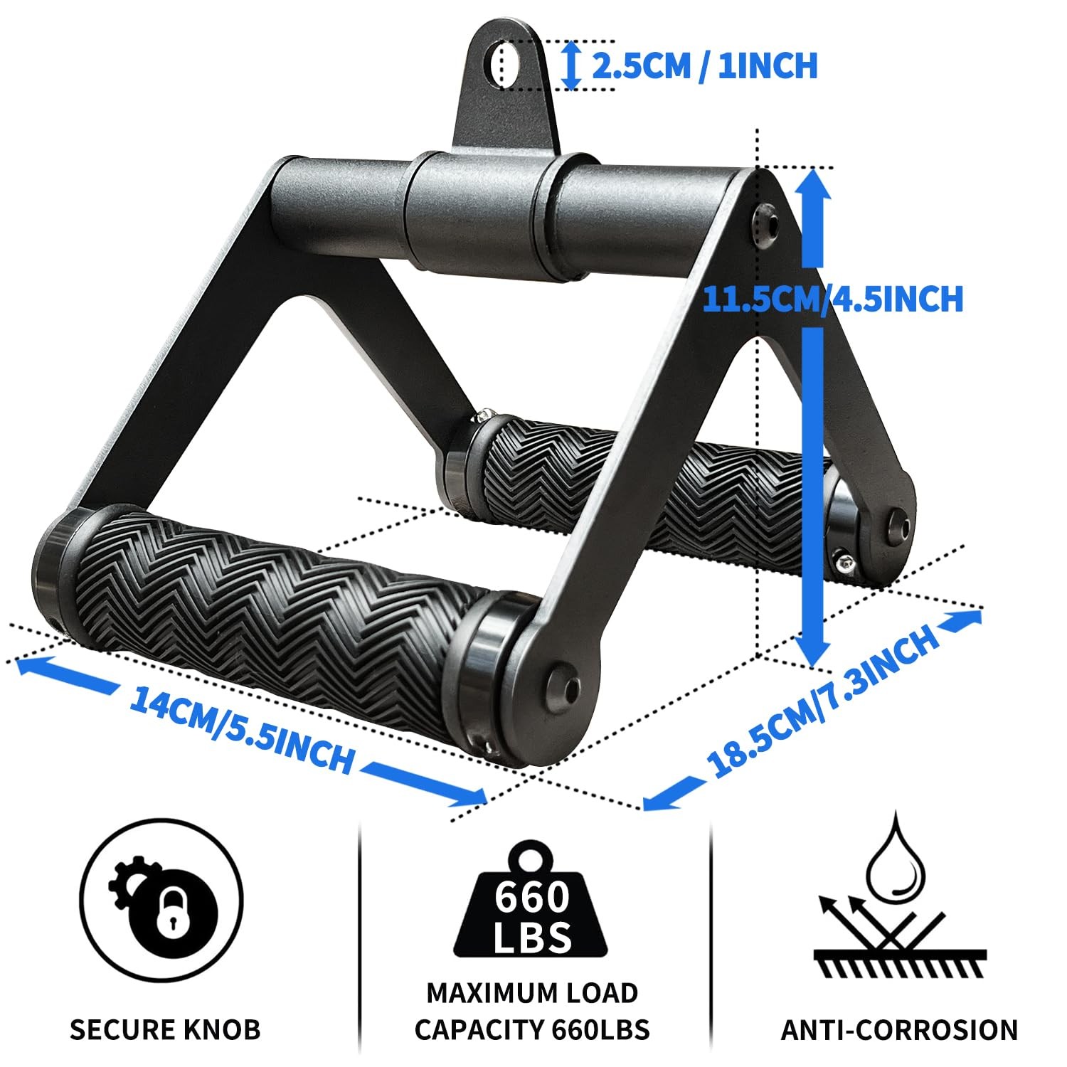 Double D Handle 360 Rotataing Cable Row Attachment for Cable Machine Soft Rubber