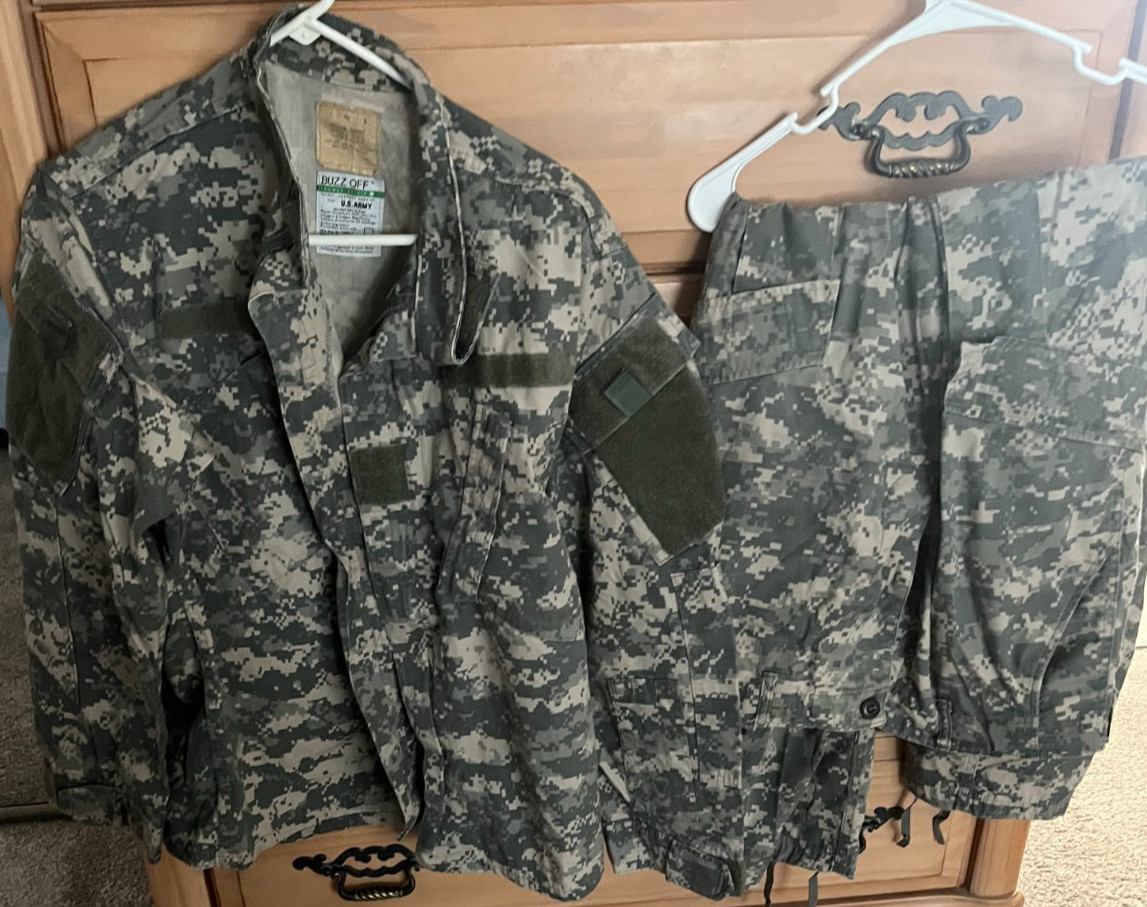 US ARMY Men's Size Medium Buzz Off Insect Shield Camo Military PANTS & JACKET
