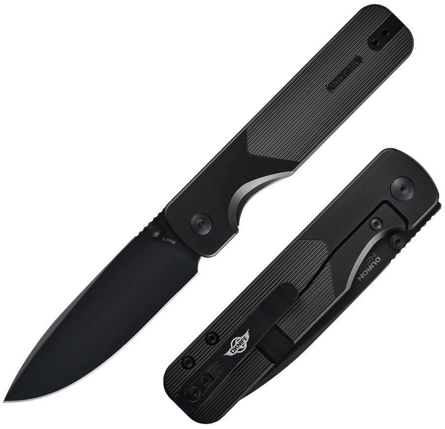 Oknife Duron Folding Knife 3.5" Nitro V Steel Blade Stealth Gray Aluminum Handle