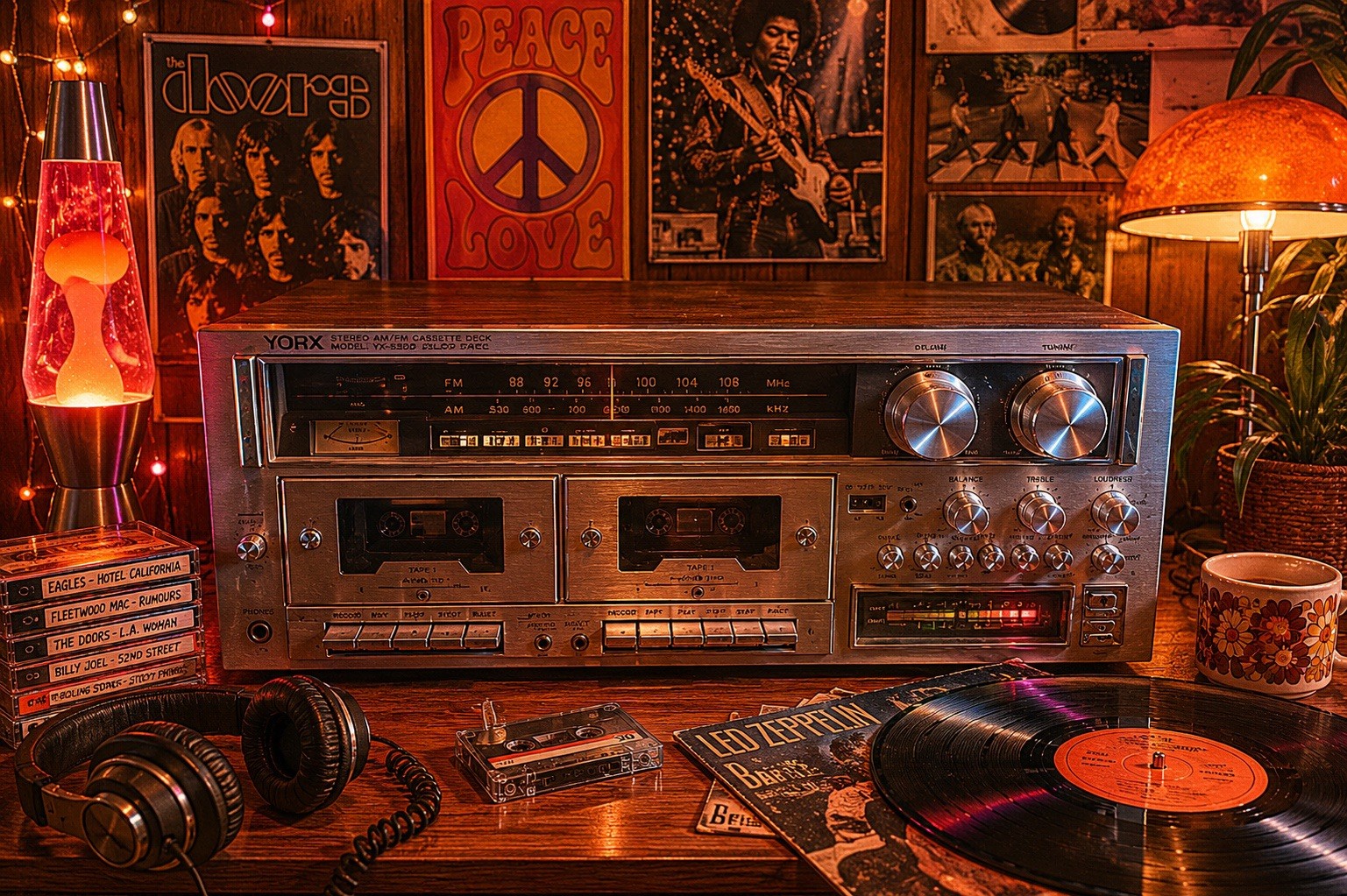 Vintage YORX M2683 AM / FM Multiplex 8 Track Player Dual Cassette Recorder/ Play