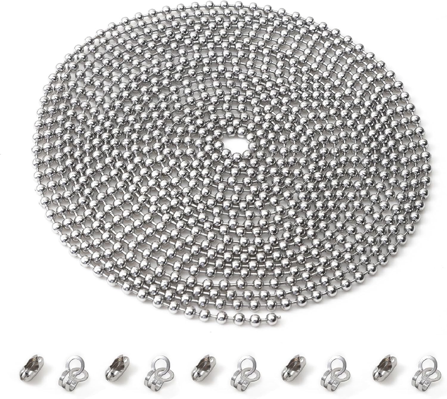 Lightweight 120 Inch Ceiling Fan Pull Chain - Beaded Stainless Steel Design