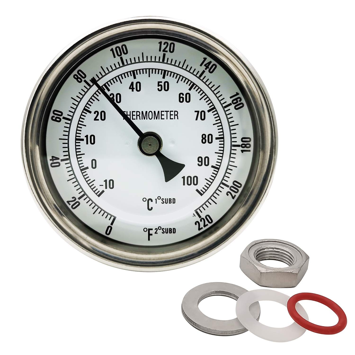 Home Brewing Distilling Dial Thermometer for Brew Kettle Pot, 3.2" Dial, Stai...