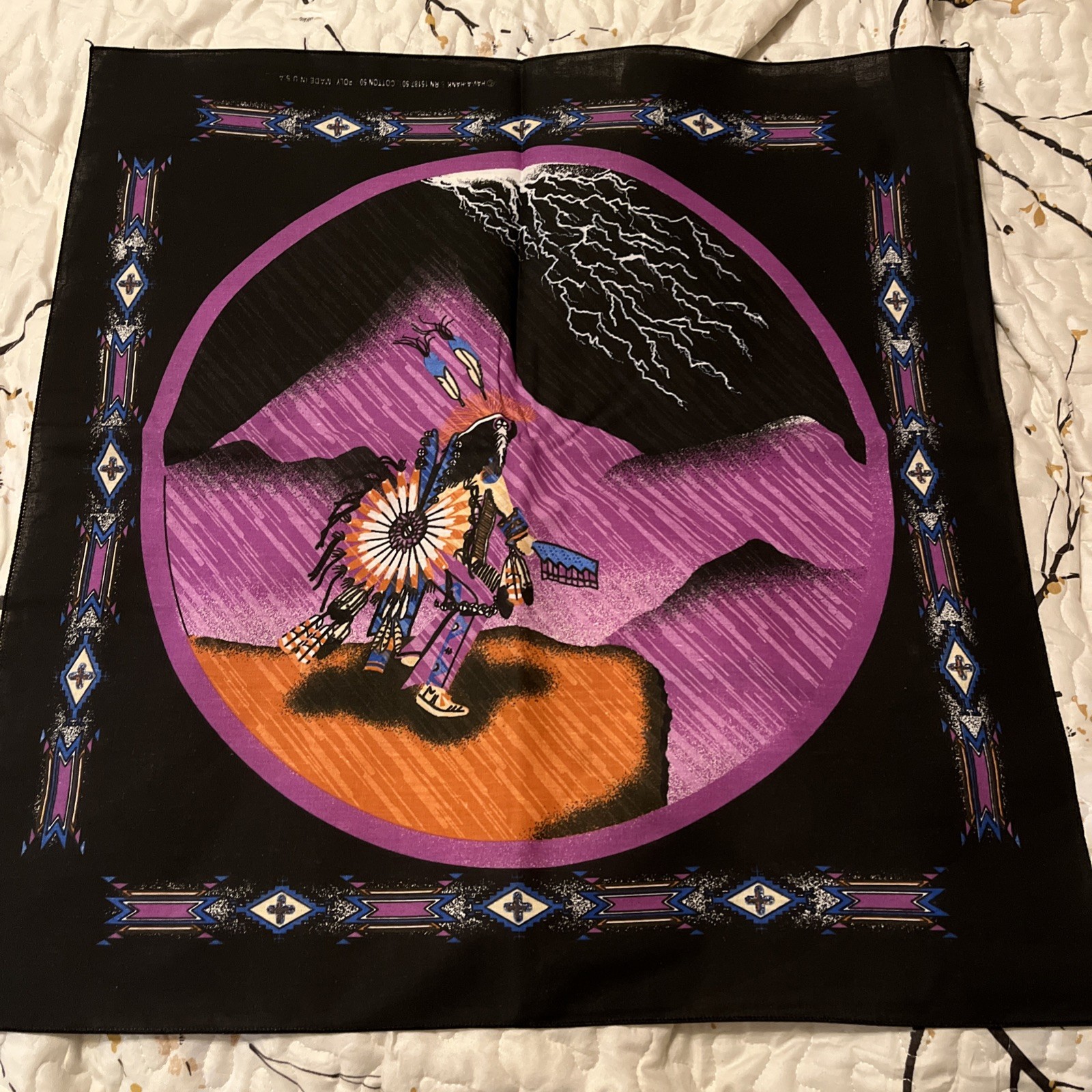 Vintage Bandanna (Southwestern Native American) 21" x 22" Hav-A-Hank NOS