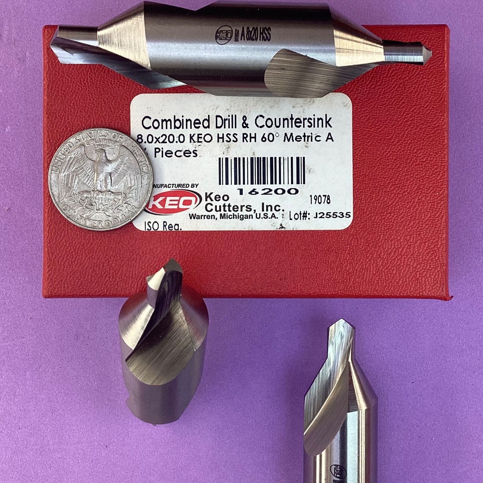 one KEO  Combined Drill & Countersink 8mm X 20mm 60° HSS, 81mm OAL🎯Machinist