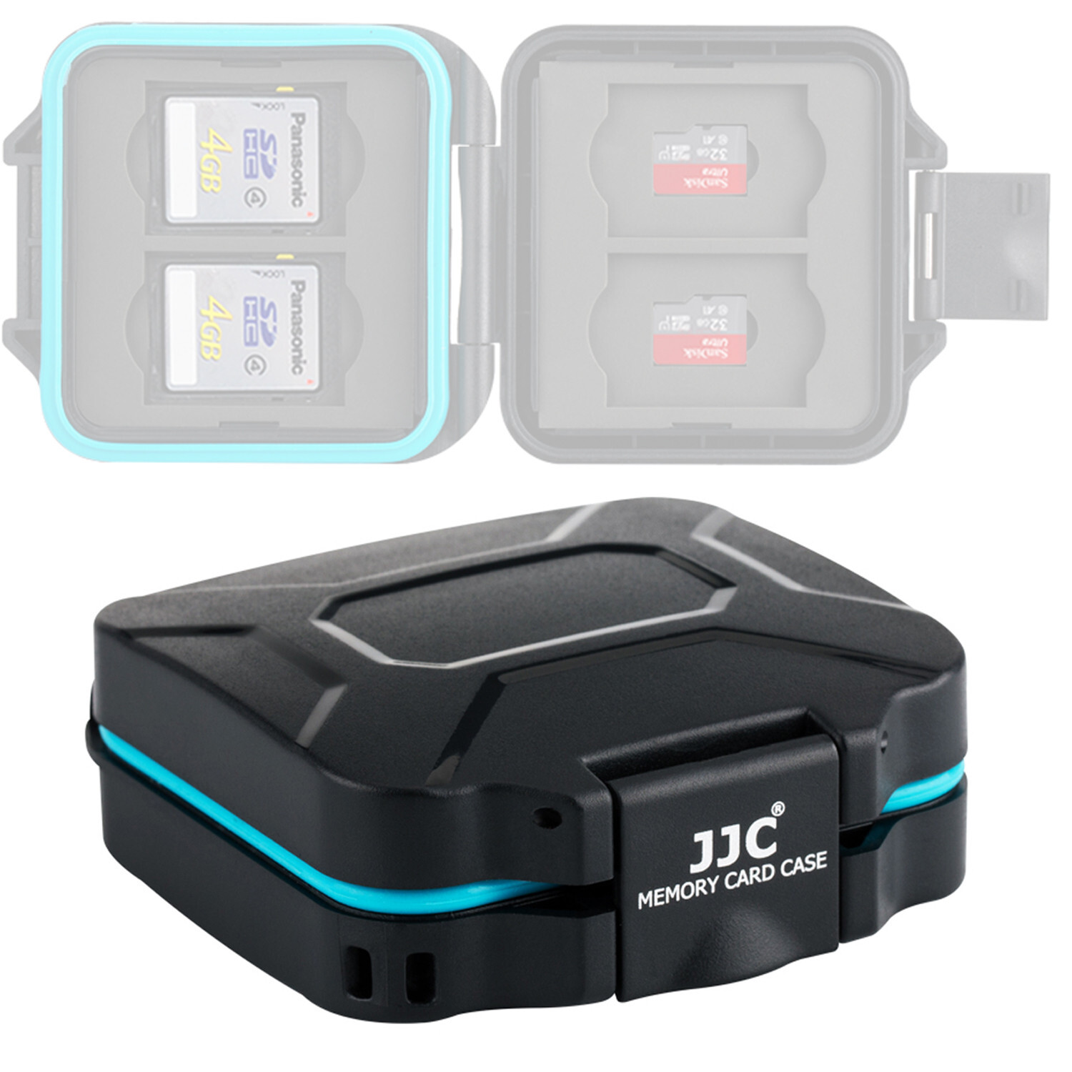 JJC MCR-ST8 Shockproof Tough Memory Card Case fits 4 SD +4 Micro SD /TF Cards