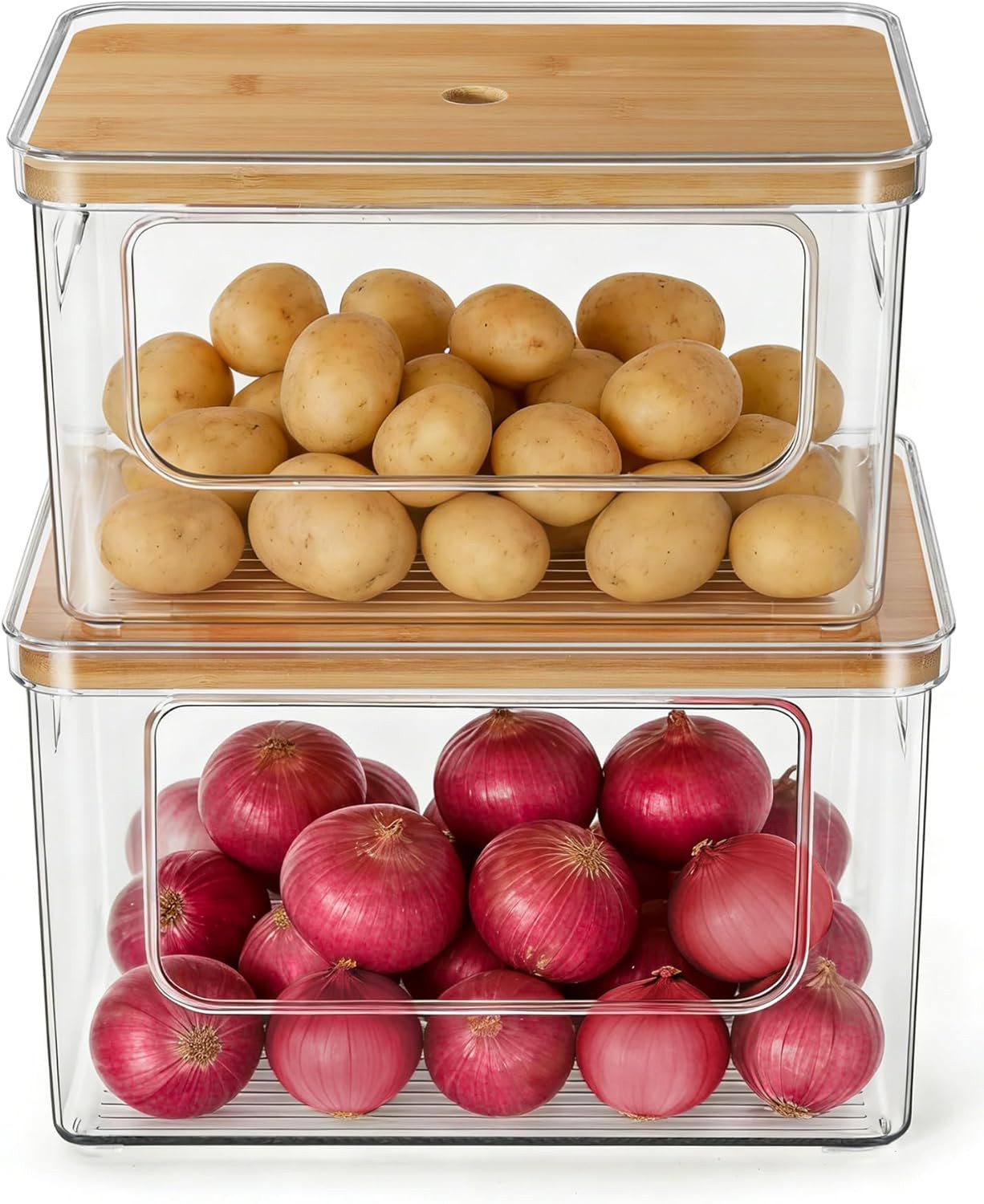 Potato and Onion Storage Bin for Pantry Organizers Straight Side, Stackable, 2 S