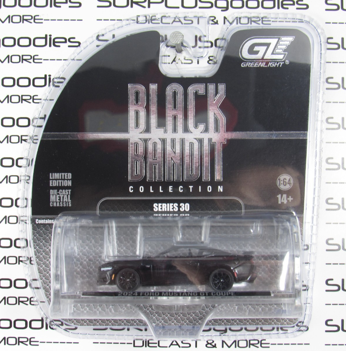 2025 Greenlight Black Bandit R30: 2024 FORD MUSTANG GT Gen 7 5650 Coupe #28170-B