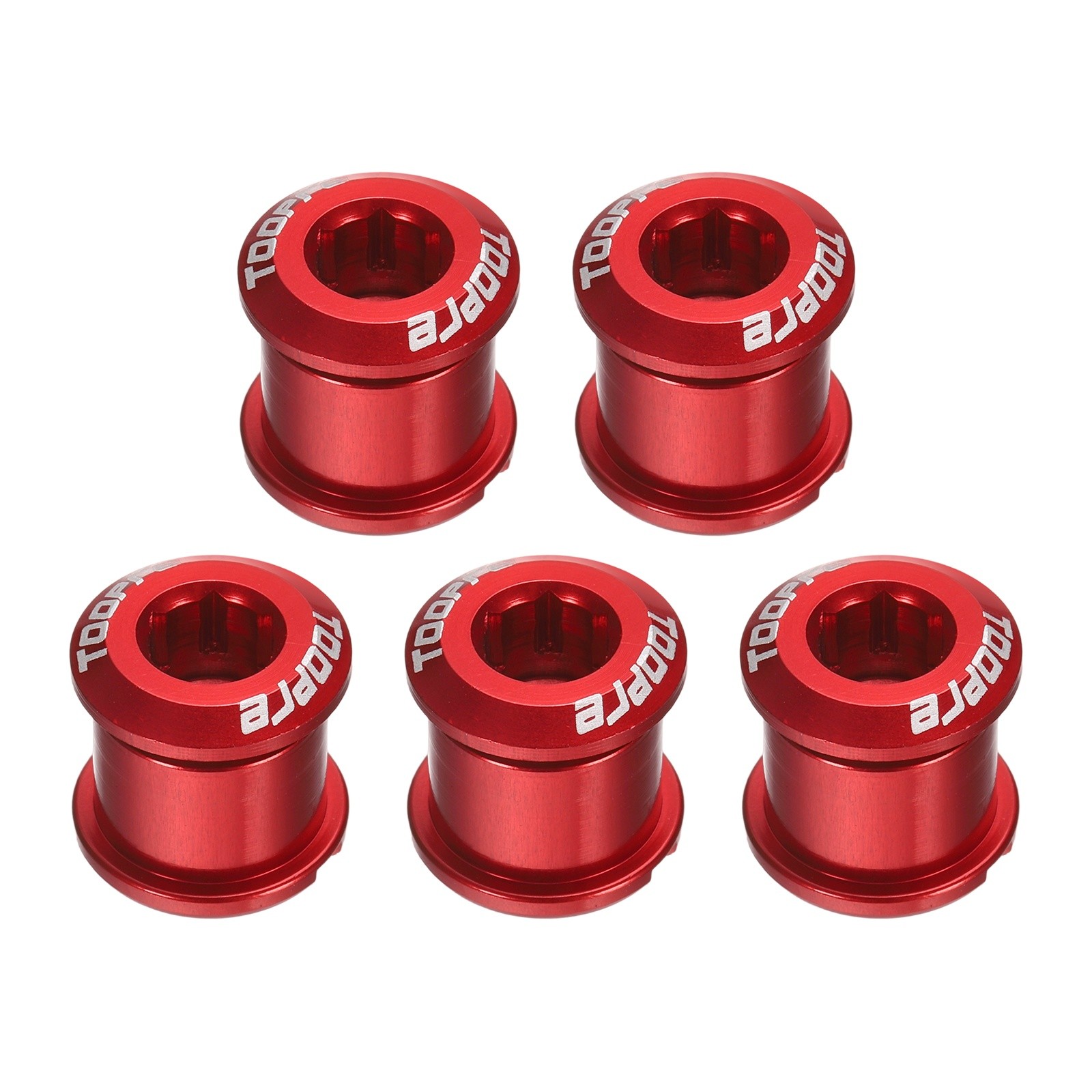 5pcs Double Chain Ring Bolts M8 Aluminum Alloy Bike Chainwheel Screws, Red