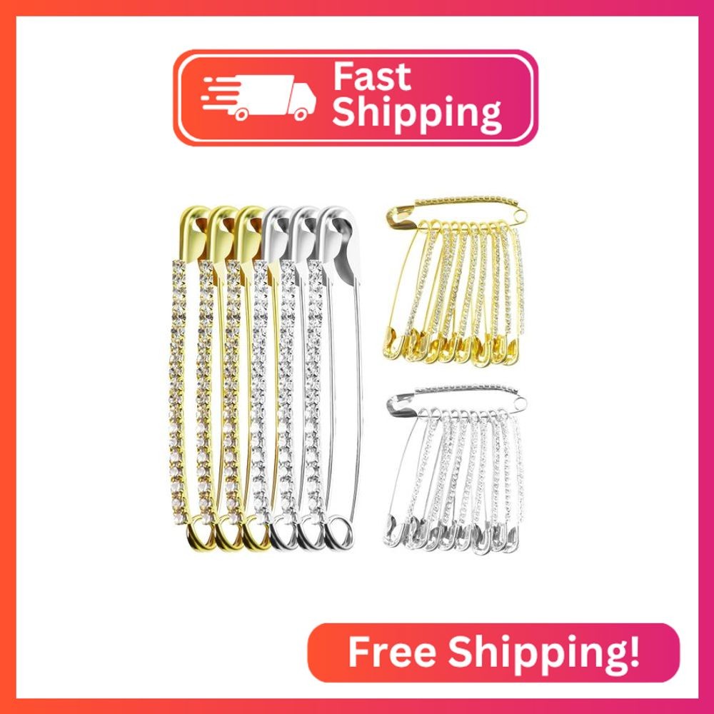 20PCS Rhinestone Safety Pins Gold Brooch - Hijab Pins, Charms for Socks, Brooche