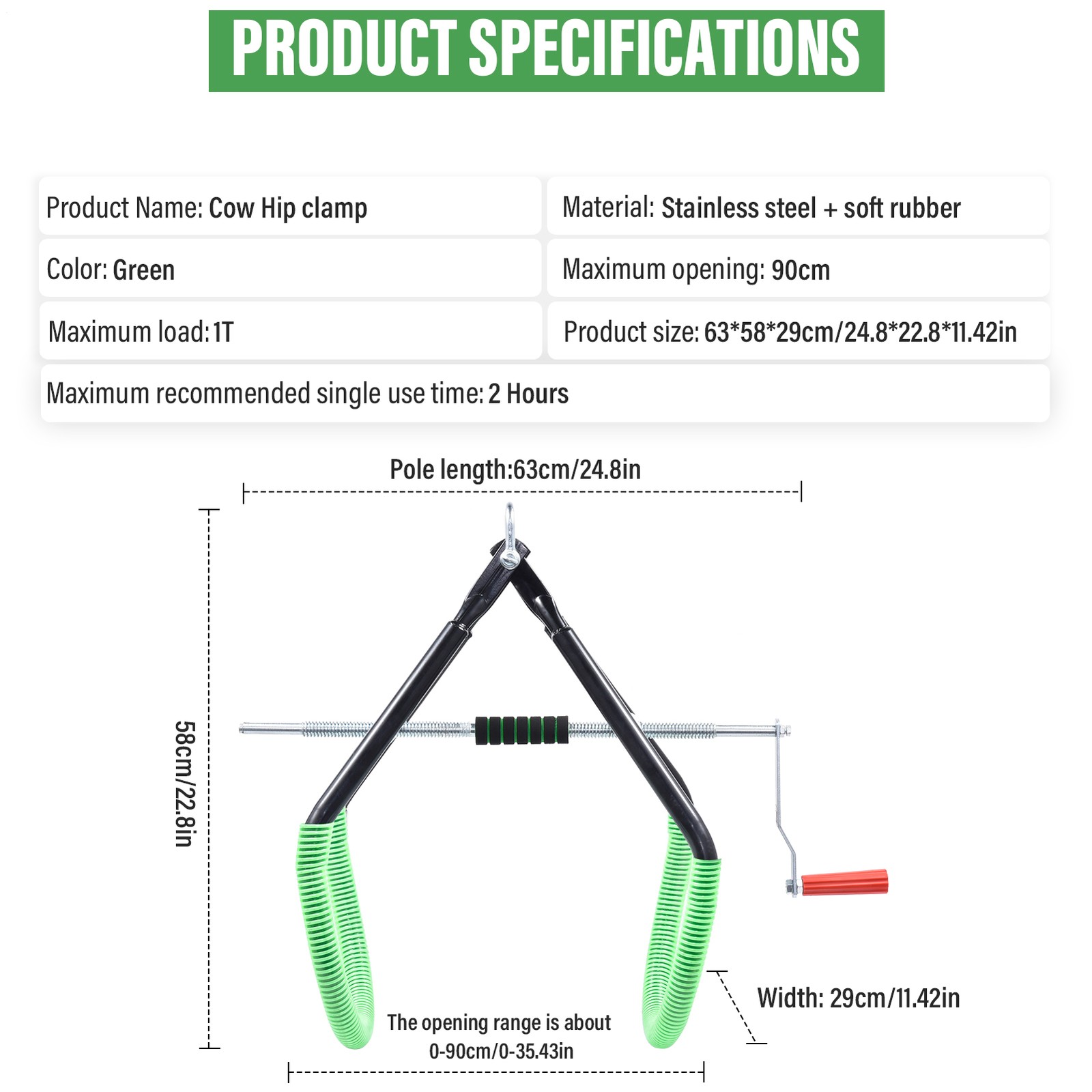Lame Cow Hip Lift Farm Supply Stand Animal Load Bearing 2204lbs