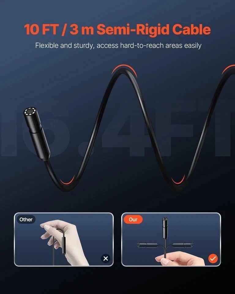 Endoscope Camera 1920P HD Borescope for Android & IOS with 10FT Cable