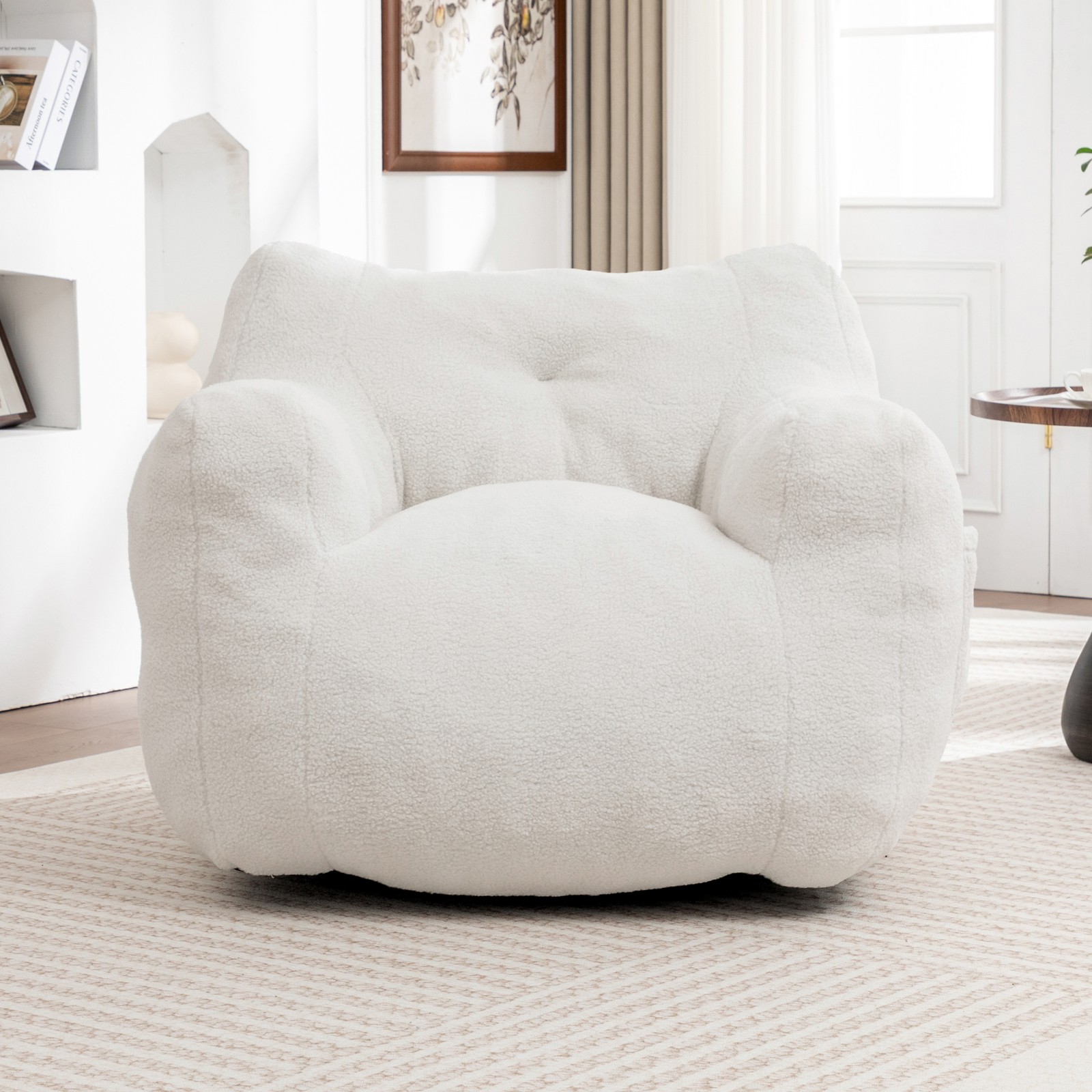 Bean Bag Chair, Bean Bag Sofa Chair with Armrests Stuffed High-Density Foam, L