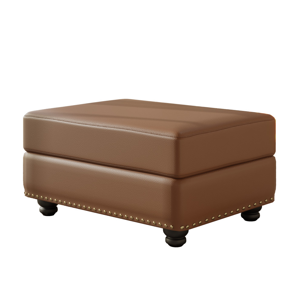 Faux Leather Ottoman for Sofas, Multi-Function Storage Seat, Living Room, Brown