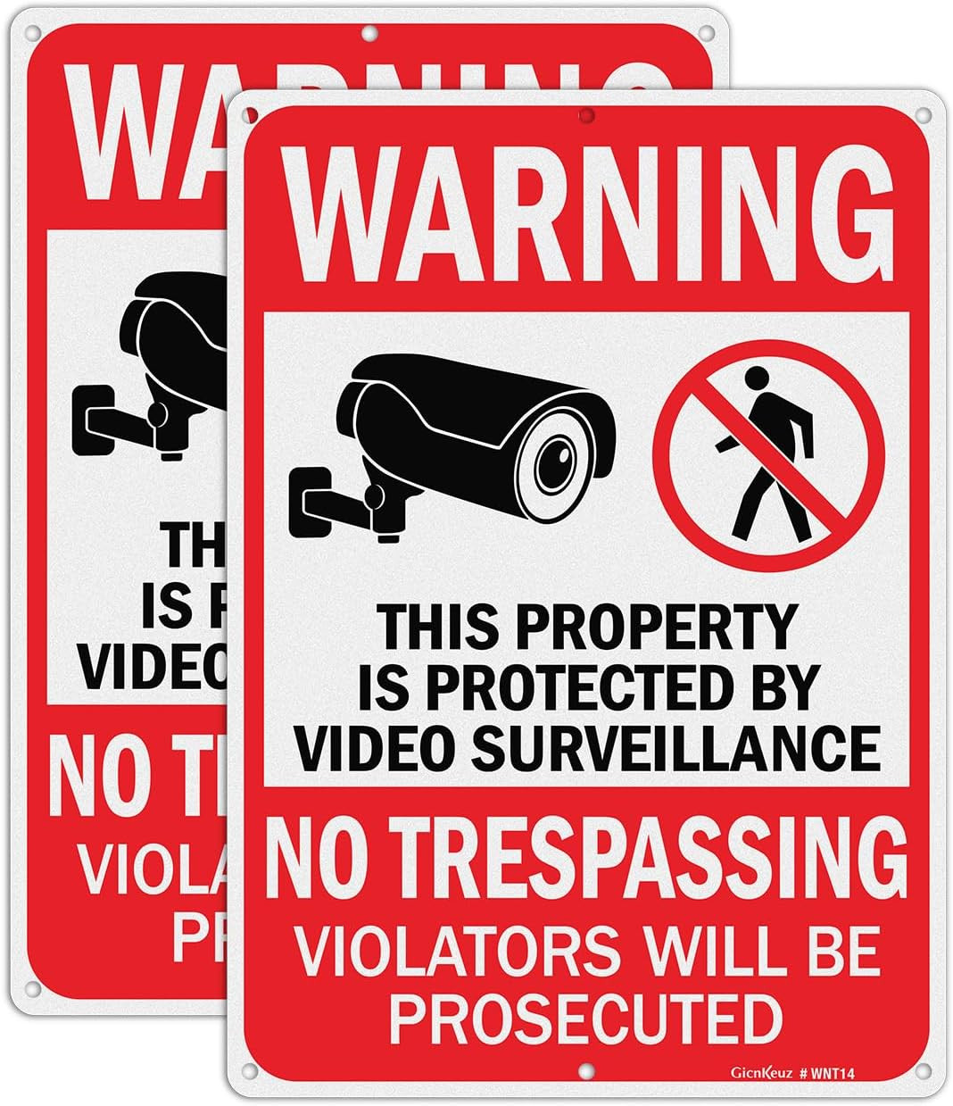 Outdoor Surveillance Signs 14x10 Reflective Aluminum Private Property Sign 2Pack