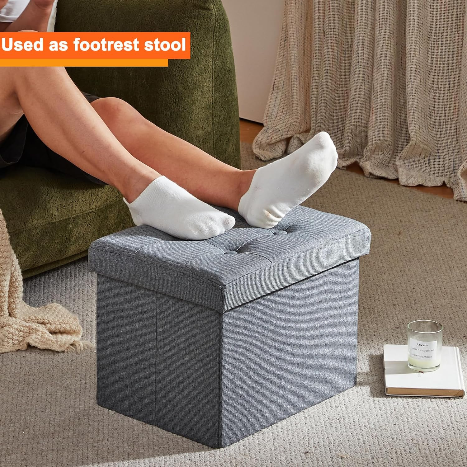Storage Ottoman Footrest Stool Small Ottoman with Storage Foldable Ottomans Foot