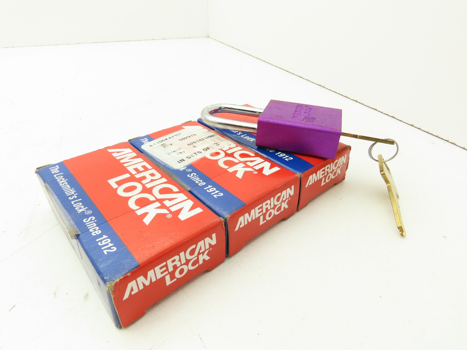 American Lock A1106KAPRP Lockout Padlock Purple 1-1/2" Shackle Lot of 3