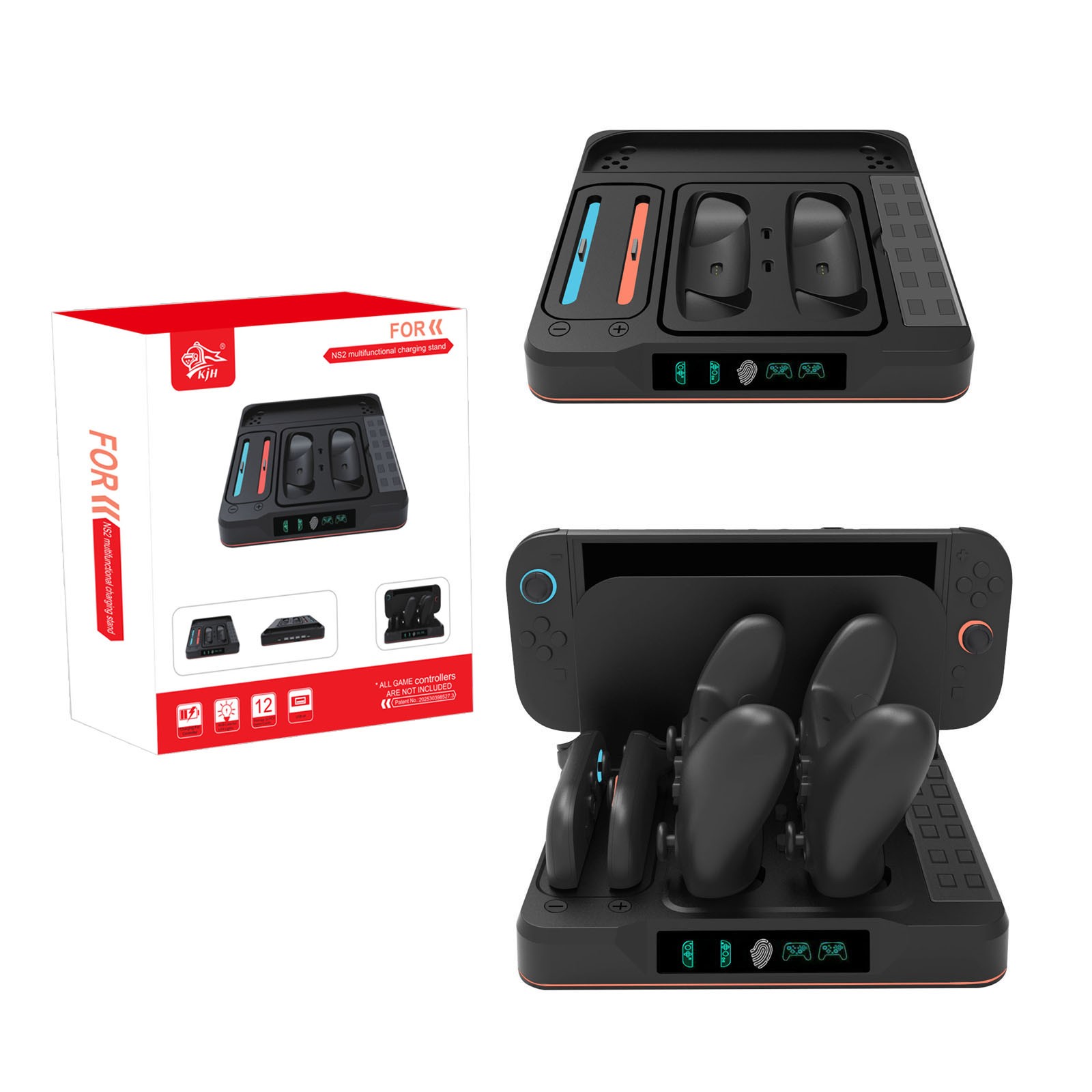 For Switch 2 pro Controller Charging Dock with RGB Lighting Console Base