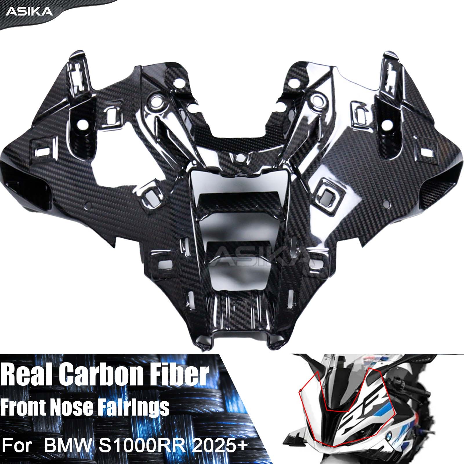 Real Carbon Fiber Front Head Nose Cowl Air Ducts Fairing For BMW S1000RR 2025+