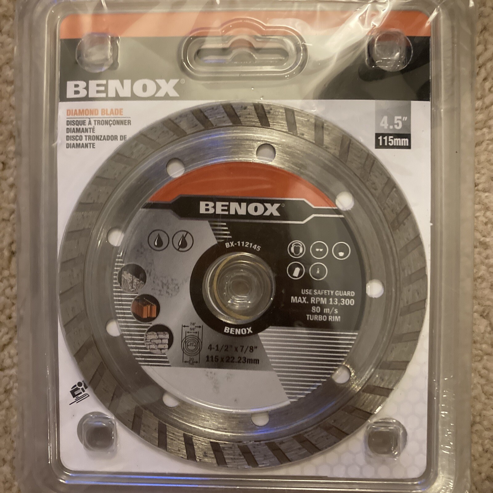 3 Pk New Benox Diamond Blade 4.5" / 115mm BX-112145 Sealed