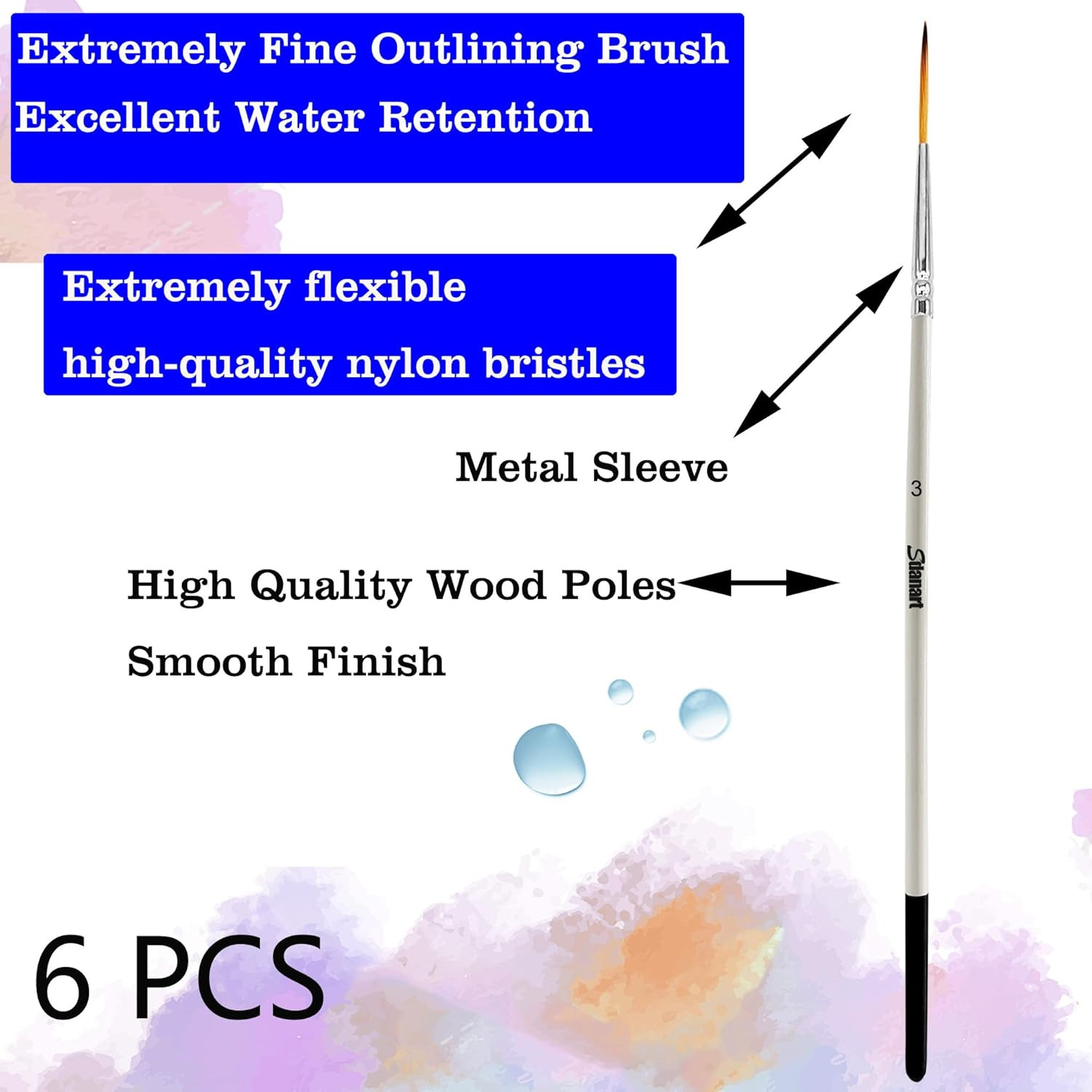 Script Liner Paintbrush 6 PCS Highly Flexible Liner Brush Extra Long Fine Point
